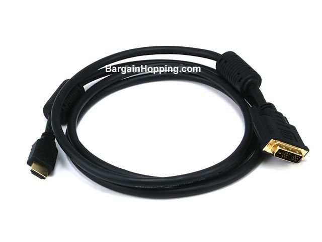 6' 28AWG HDMi DVi Cable w / Ferrite Cores - Black